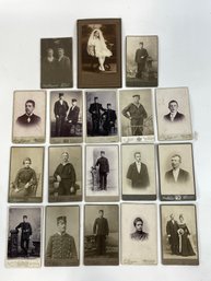 Group Of Antique CDV Photos Men In Uniforms Women & More