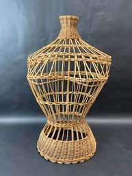 Mid Century Wicker Mannequin - Vintage Dress Form