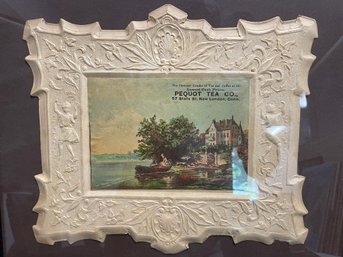 Framed Antique Advertising Calendar Pequot Tea Co