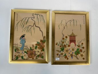 Pair Of Framed Hand Painted Silks