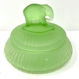 Vintage Satin Glass Elephant Dresser Jar Or Candy Dish