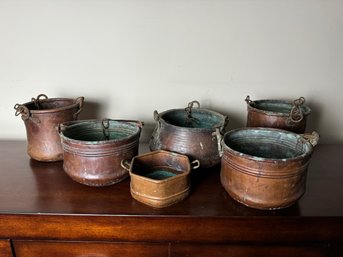 Collection Of Copper Pots All Different Sizes And Shape!