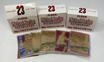 Lot Of (3) Fleer 23Kt Gold Michael Jordan Retirement Card Sets W/ Boxes