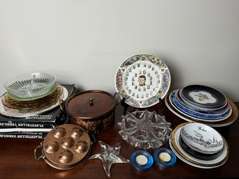 Vintage Home Decor Lot Including Various Brand Porcelain Dishware , Copper