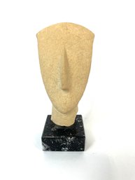 Vintage Resin Head On Marble Statue