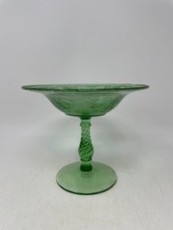 Vintage Green Depression Compote