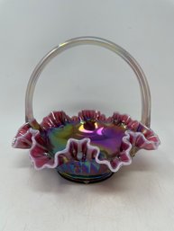 Fenton Art Glass Plum Opalescent 9' Tall Basket