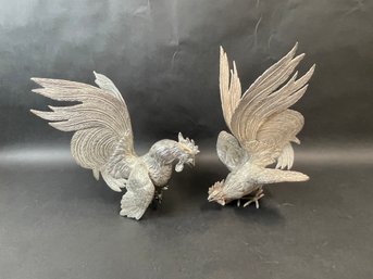 Mid Century Fighting Chickens Table Ornaments