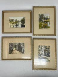 4 Vintage Signed David Davidson Hand Colored Prints