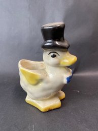 Vintage Duck With Top Hat  Planter