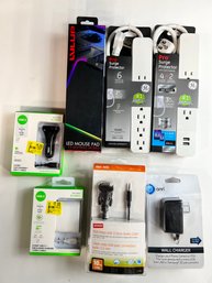 Lot Of Misc. Chargers In Original Boxes With Power Strips And More
