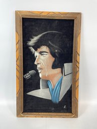 Large Painted Velvet Elvis Presley Portrait