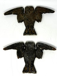 Pair Of Primitive Cast Iron Owls