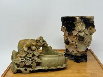 Vintage Carved Soapstone Vases