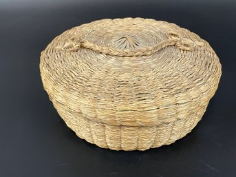 Antique Covered Sewing Basket