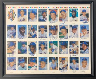 1994 Uncut Sheet 25th Anniversary NY Mets Post Cards W/ 14 Signatures Including Swoboda, Yost And More!