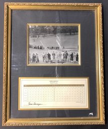 Beautiful Signed Gene Sarazen Iconic 1935 Masters Double Eagle Photo Framed W/ Replica Scorecard W/ COA