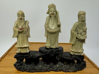 Carved Chinese Soapstone Three Immortals