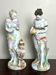 Pair Of Large Porcelain Figures In The Style Of Vion And Baury - As Is