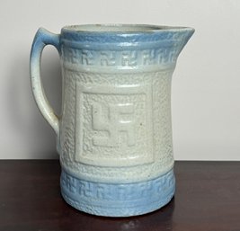 Antique Stoneware Pitcher With Peace Motif