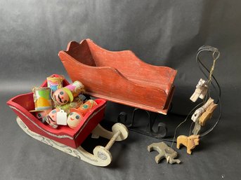 Vintage Ornament And Sleigh Lot