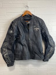 Leather Motorcycle Jacket Agvsport Size 45 SUZUKI