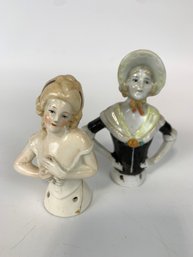 Pair Of Antique Half Dolls Porcelain