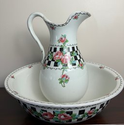 Antique English Wash Basin And Jug