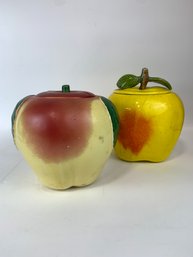 Pair Of Vintage Apple Cookie Jars