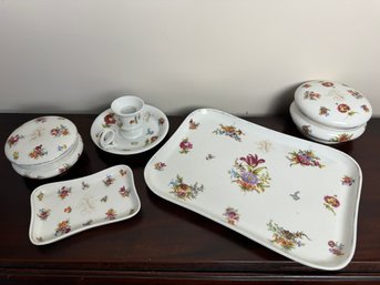 Vintage Floral Motif Porcelain Dresser Set