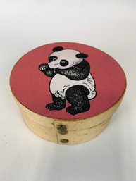 Vintage Panda Decorated Wooden Box