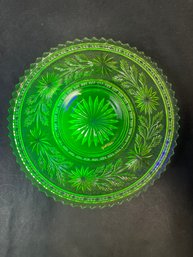 Carnival Glass Star Spray Vaseline Plate