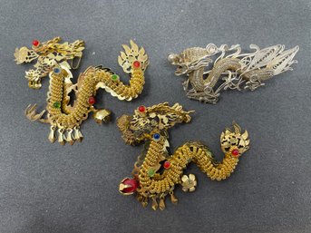 Lot Of Dragon Brooches