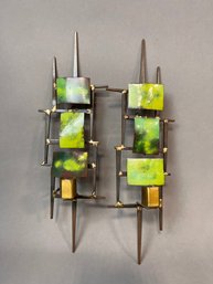 Pair Mid Century Modern Brutalist Enamel Nail Art Candle Wall Sconces Jere Style