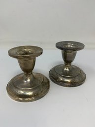 Pair Of Vintage Sterling Weighted Candle Holders