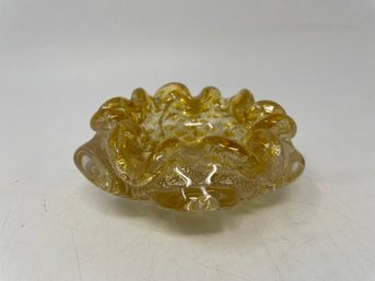 4.5' Vintage Murano Art Glass Yellow/Gold Bowl