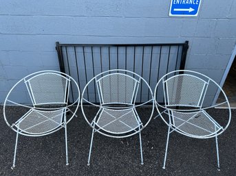 Set Of Three White Iron Hoop Chairs