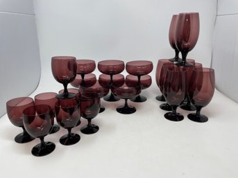 Lot Of Vintage Amathyst Barware