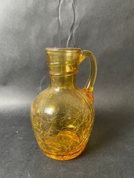 Amber Crackle Glass Pitcher