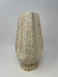 12' Savoy Art Deco Speckled Splatter Vase - Cream White And Gold