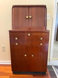 Antique Optometrist Tambour Door Cabinet