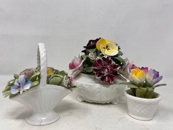 Group Of Porcelain Flower Pots - As Is