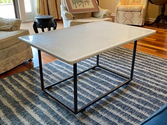 Vintage Coffee Table With Heavy Stone Top And Iron Base