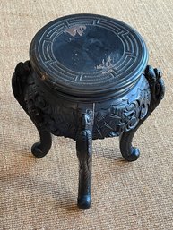 Heavily Carved Ebonised Plant Stand