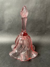 Vintage Fenton Bell - Rose Pink Optic Swirl Ruffle Edge