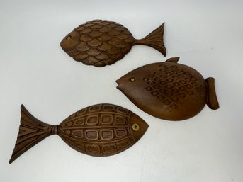 Trio Of Vintage Metal Mid Century Fish Wall Decor