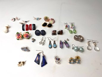 Large Lot Of Pierced Earrings Including Some Sterling