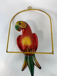 Vintage Mexican Painted Tin Parrot