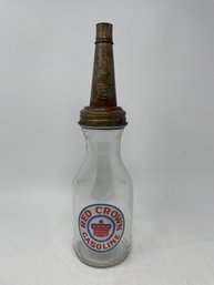 Red Crown Gasoline Motor Oil Glass Bottle