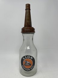 LION Motor Oil Glass Bottle